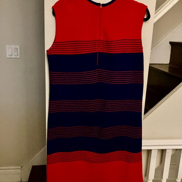 Vintage Red and Navy Sweater Dress - Picture 3 of 5